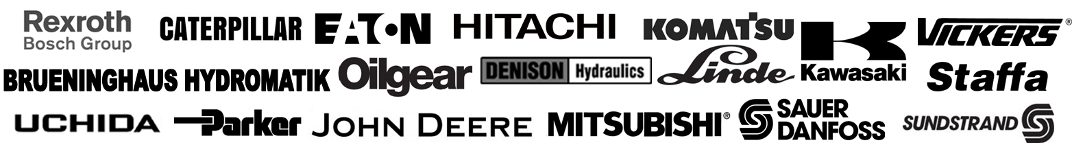 Bosch Caterpillar Char-Lynn Commercial Danfoss Denison Eaton Hydromatik John Deere Hitachi Kawasaki Komatsu Linde Mitsubishi Oilgear Parker  Rexroth Sauer Sundstrand Uchida Vickers 
